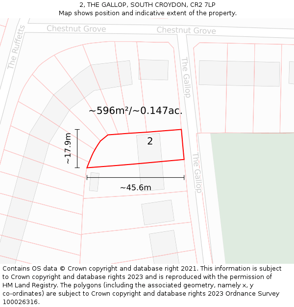 2, THE GALLOP, SOUTH CROYDON, CR2 7LP: Plot and title map