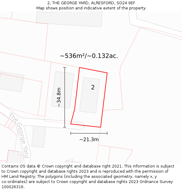 2, THE GEORGE YARD, ALRESFORD, SO24 9EF: Plot and title map