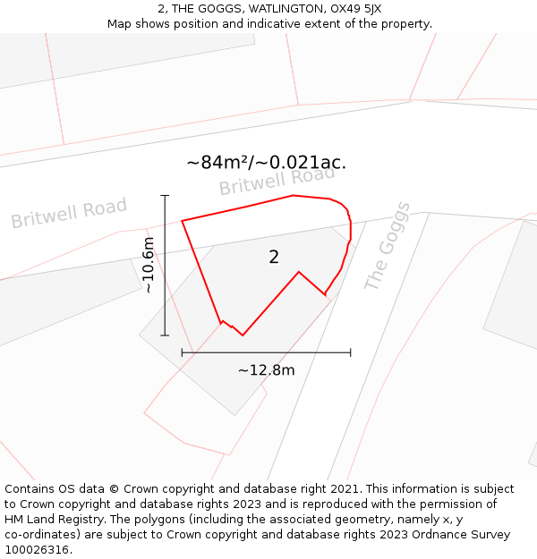 2, THE GOGGS, WATLINGTON, OX49 5JX: Plot and title map