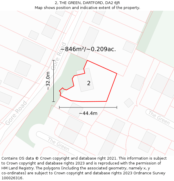 2, THE GREEN, DARTFORD, DA2 6JR: Plot and title map