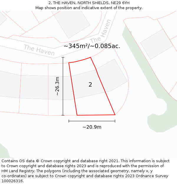 2, THE HAVEN, NORTH SHIELDS, NE29 6YH: Plot and title map