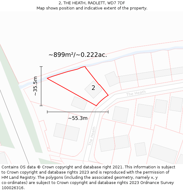 2, THE HEATH, RADLETT, WD7 7DF: Plot and title map