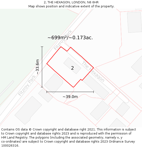 2, THE HEXAGON, LONDON, N6 6HR: Plot and title map