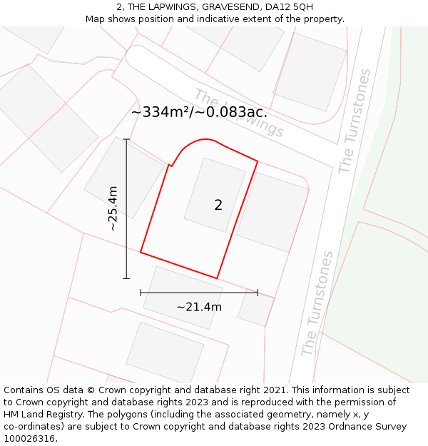 2, THE LAPWINGS, GRAVESEND, DA12 5QH: Plot and title map