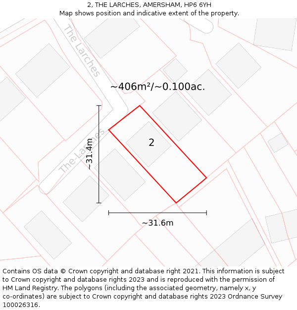 2, THE LARCHES, AMERSHAM, HP6 6YH: Plot and title map