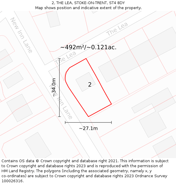 2, THE LEA, STOKE-ON-TRENT, ST4 8DY: Plot and title map