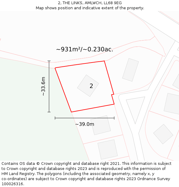 2, THE LINKS, AMLWCH, LL68 9EG: Plot and title map