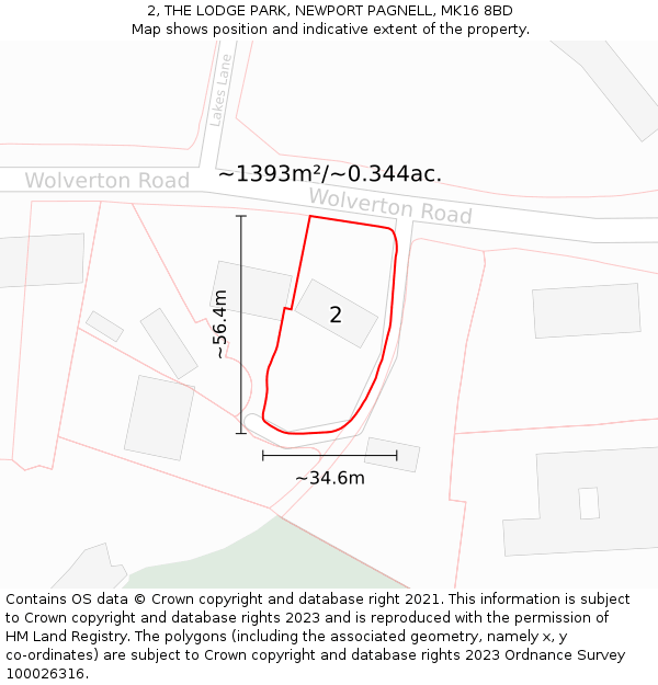 2, THE LODGE PARK, NEWPORT PAGNELL, MK16 8BD: Plot and title map