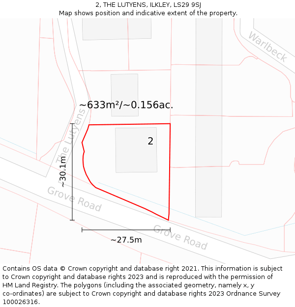 2, THE LUTYENS, ILKLEY, LS29 9SJ: Plot and title map