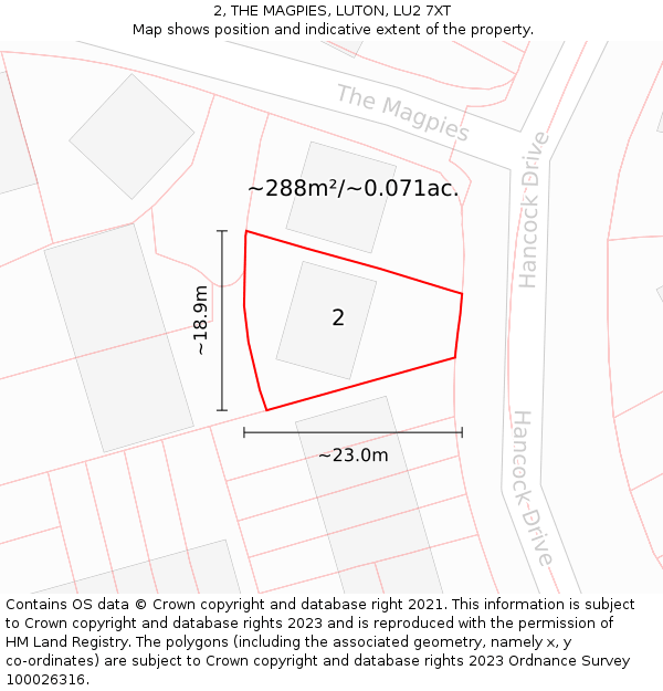 2, THE MAGPIES, LUTON, LU2 7XT: Plot and title map