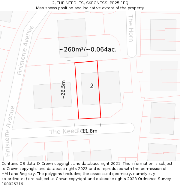 2, THE NEEDLES, SKEGNESS, PE25 1EQ: Plot and title map