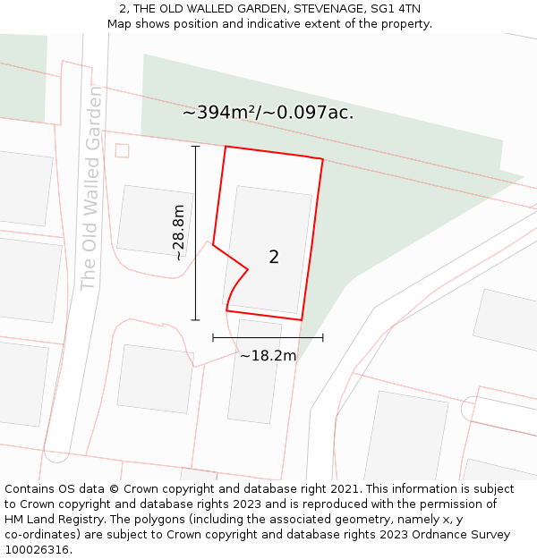 2, THE OLD WALLED GARDEN, STEVENAGE, SG1 4TN: Plot and title map