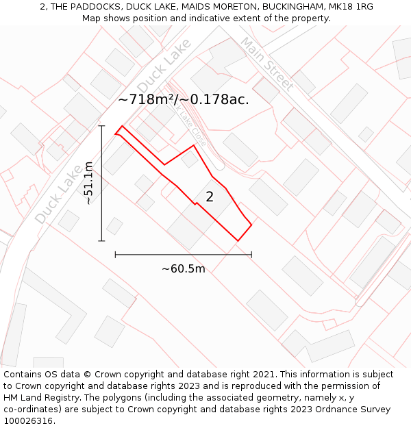 2, THE PADDOCKS, DUCK LAKE, MAIDS MORETON, BUCKINGHAM, MK18 1RG: Plot and title map