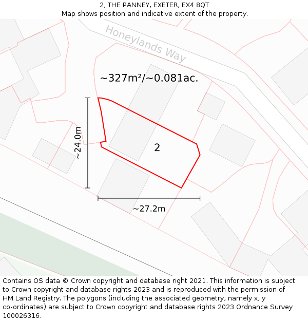 2, THE PANNEY, EXETER, EX4 8QT: Plot and title map