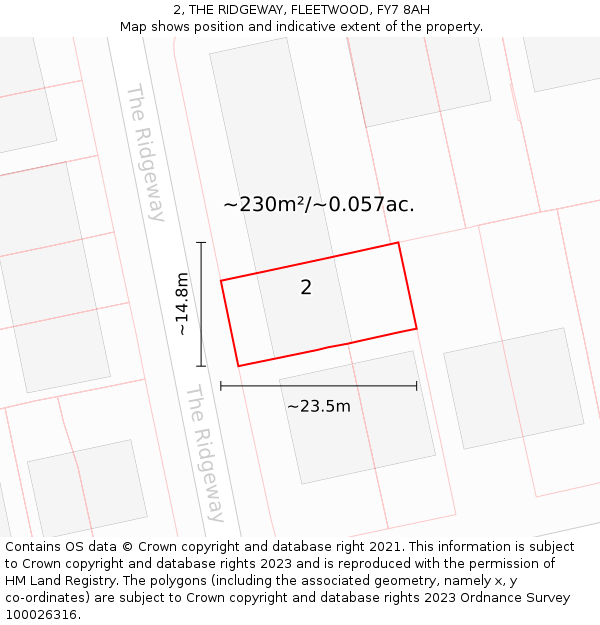 2, THE RIDGEWAY, FLEETWOOD, FY7 8AH: Plot and title map