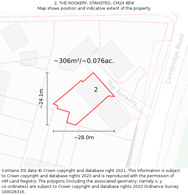 2, THE ROOKERY, STANSTED, CM24 8EW: Plot and title map