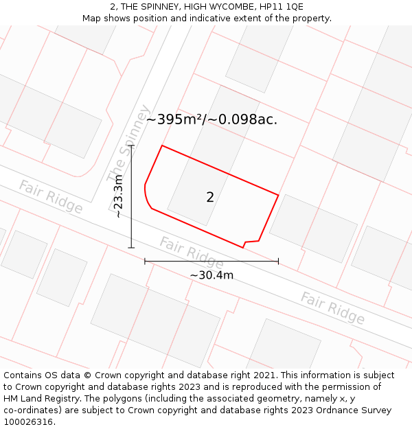 2, THE SPINNEY, HIGH WYCOMBE, HP11 1QE: Plot and title map