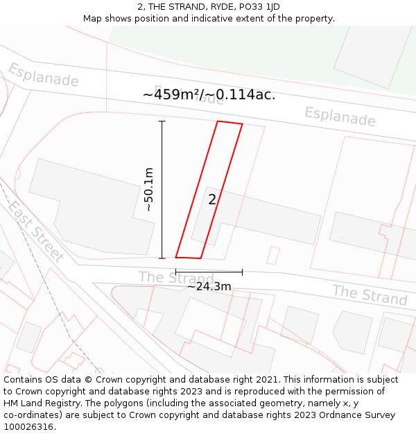 2, THE STRAND, RYDE, PO33 1JD: Plot and title map