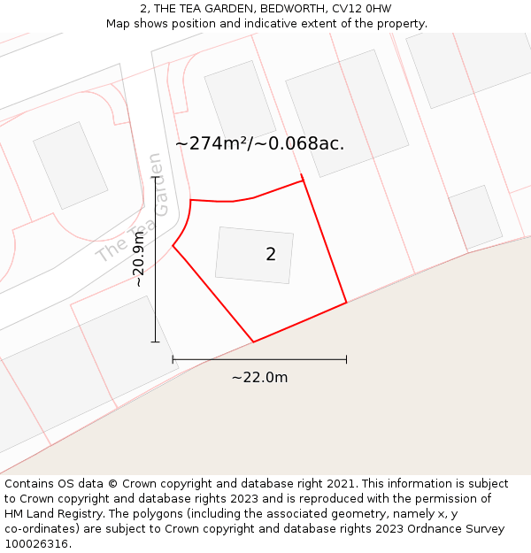 2, THE TEA GARDEN, BEDWORTH, CV12 0HW: Plot and title map