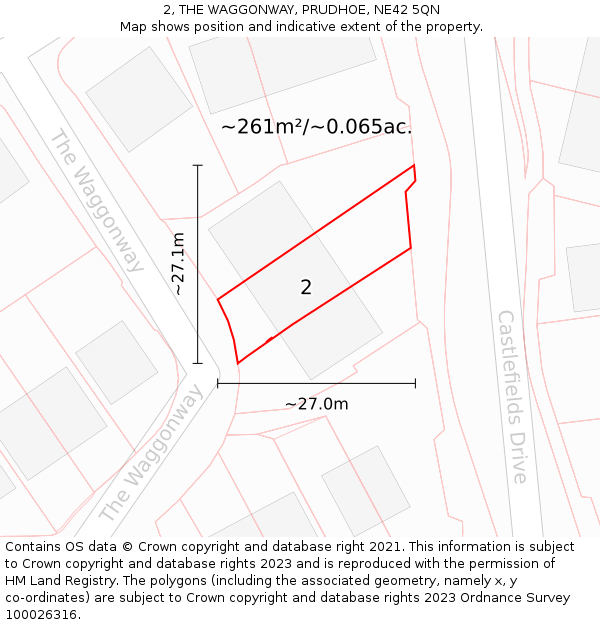 2, THE WAGGONWAY, PRUDHOE, NE42 5QN: Plot and title map