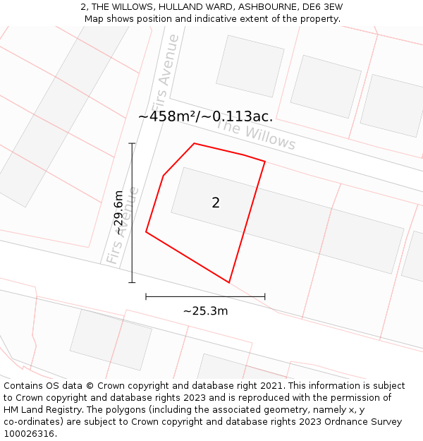 2, THE WILLOWS, HULLAND WARD, ASHBOURNE, DE6 3EW: Plot and title map