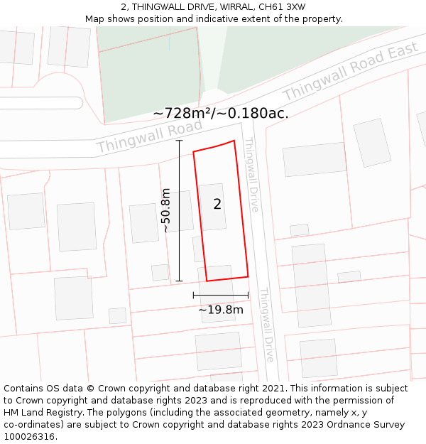 2, THINGWALL DRIVE, WIRRAL, CH61 3XW: Plot and title map