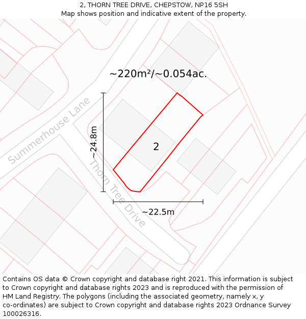 2, THORN TREE DRIVE, CHEPSTOW, NP16 5SH: Plot and title map