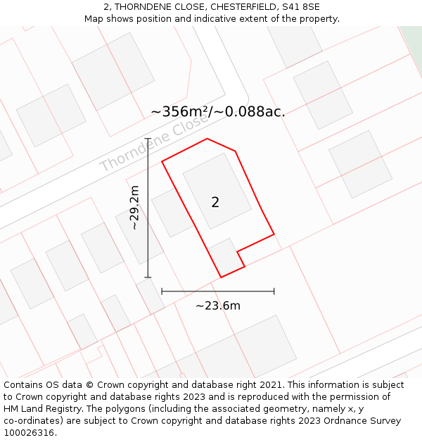 2, THORNDENE CLOSE, CHESTERFIELD, S41 8SE: Plot and title map