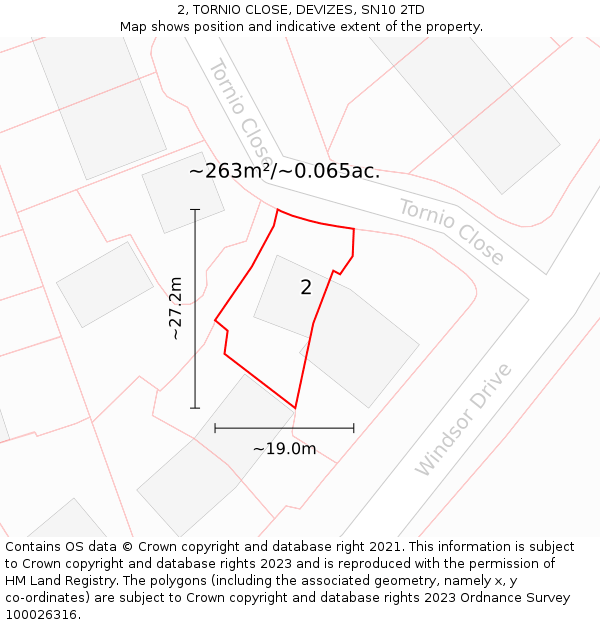 2, TORNIO CLOSE, DEVIZES, SN10 2TD: Plot and title map