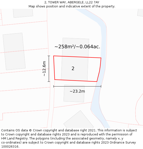 2, TOWER WAY, ABERGELE, LL22 7AY: Plot and title map