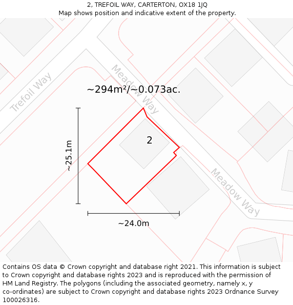 2, TREFOIL WAY, CARTERTON, OX18 1JQ: Plot and title map