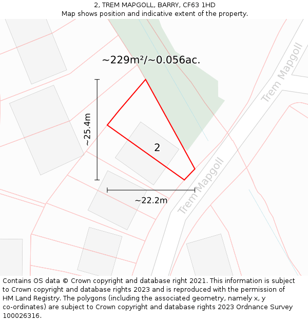 2, TREM MAPGOLL, BARRY, CF63 1HD: Plot and title map