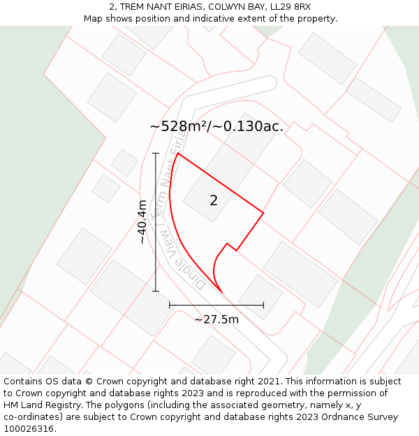 2, TREM NANT EIRIAS, COLWYN BAY, LL29 8RX: Plot and title map