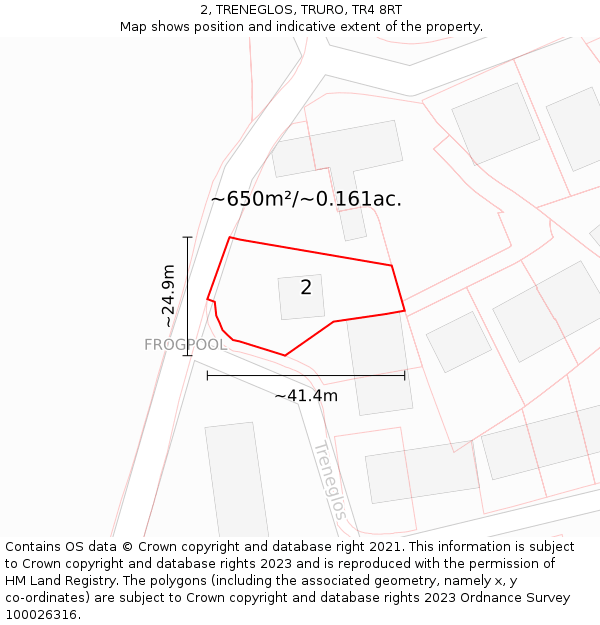 2, TRENEGLOS, TRURO, TR4 8RT: Plot and title map