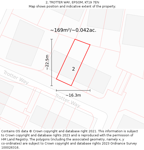 2, TROTTER WAY, EPSOM, KT19 7EN: Plot and title map