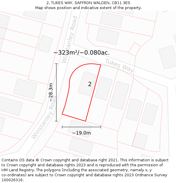 2, TUKES WAY, SAFFRON WALDEN, CB11 3ES: Plot and title map