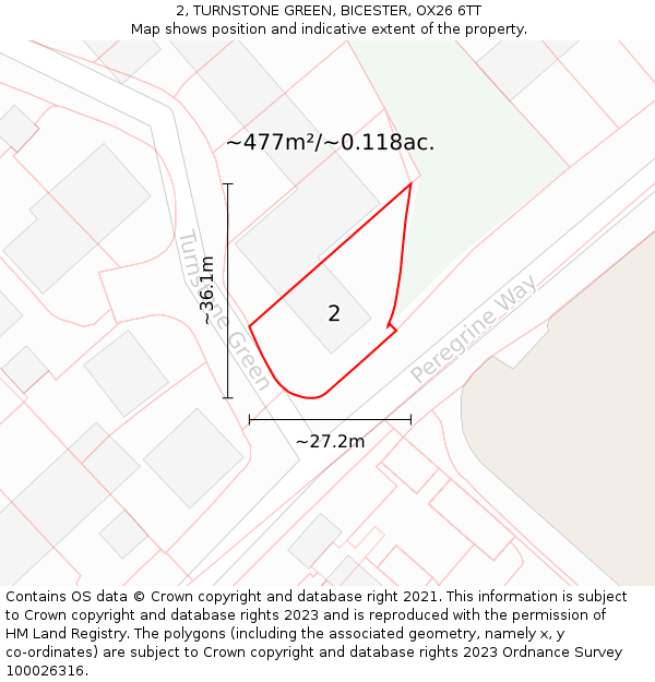 2, TURNSTONE GREEN, BICESTER, OX26 6TT: Plot and title map