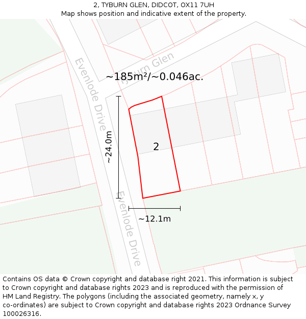 2, TYBURN GLEN, DIDCOT, OX11 7UH: Plot and title map