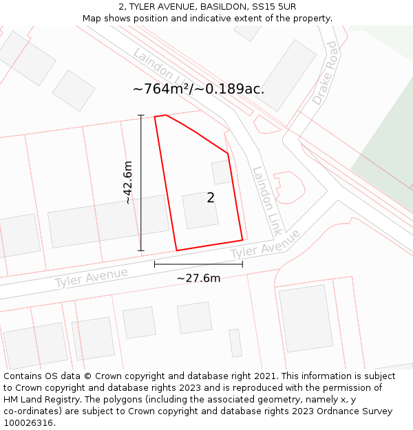 2, TYLER AVENUE, BASILDON, SS15 5UR: Plot and title map