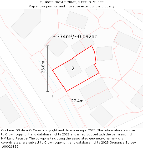 2, UPPER FROYLE DRIVE, FLEET, GU51 1EE: Plot and title map