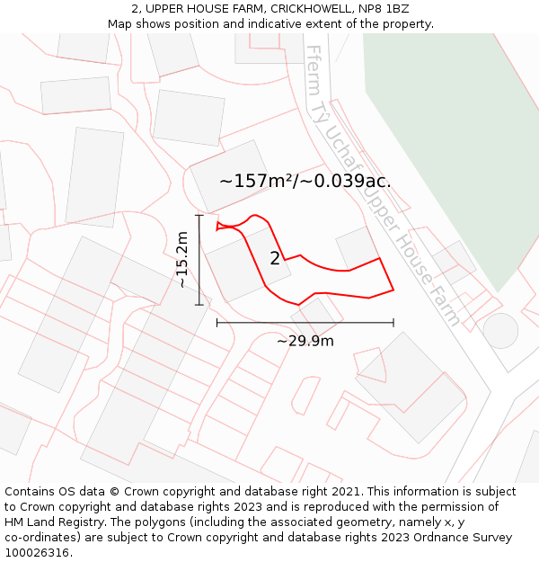 2, UPPER HOUSE FARM, CRICKHOWELL, NP8 1BZ: Plot and title map