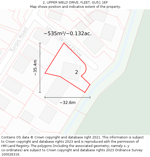 2, UPPER WIELD DRIVE, FLEET, GU51 1EP: Plot and title map