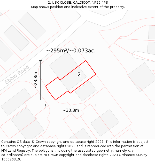 2, USK CLOSE, CALDICOT, NP26 4PS: Plot and title map