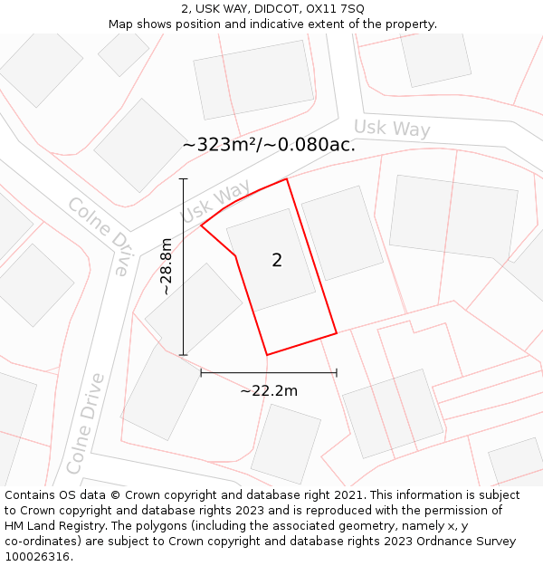 2, USK WAY, DIDCOT, OX11 7SQ: Plot and title map