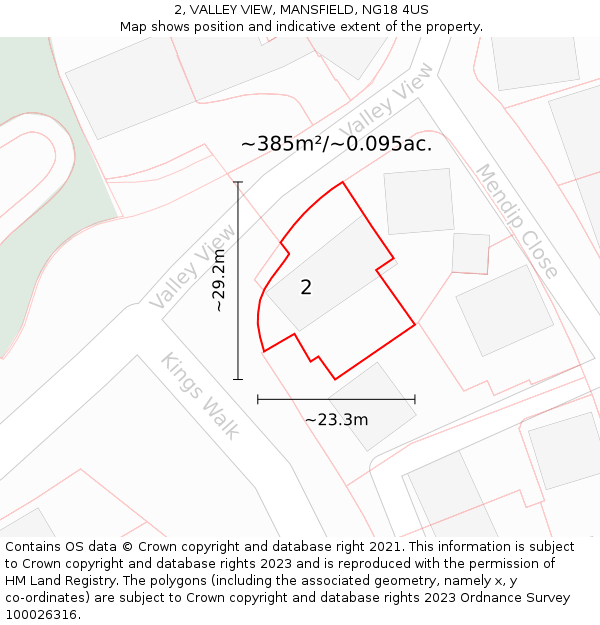 2, VALLEY VIEW, MANSFIELD, NG18 4US: Plot and title map