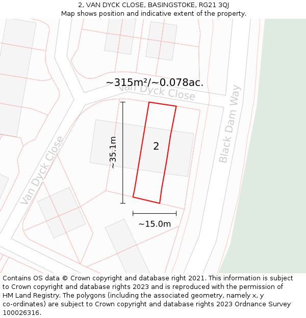 2, VAN DYCK CLOSE, BASINGSTOKE, RG21 3QJ: Plot and title map