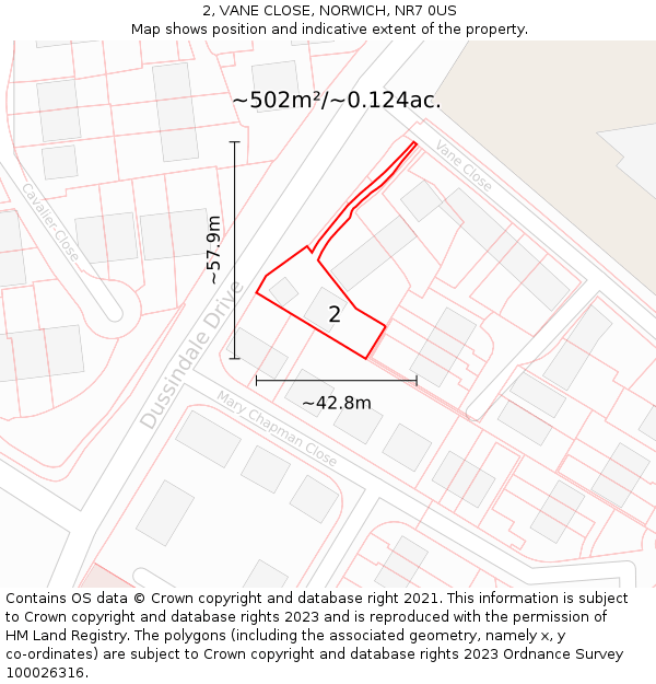 2, VANE CLOSE, NORWICH, NR7 0US: Plot and title map