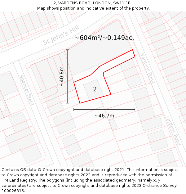 2, VARDENS ROAD, LONDON, SW11 1RH: Plot and title map