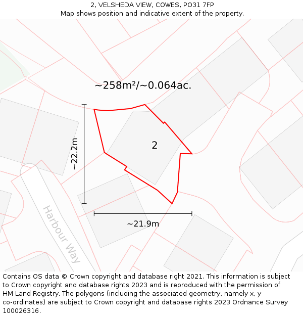 2, VELSHEDA VIEW, COWES, PO31 7FP: Plot and title map