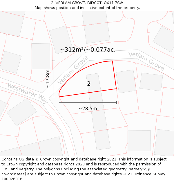 2, VERLAM GROVE, DIDCOT, OX11 7SW: Plot and title map